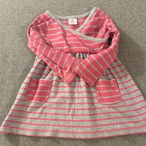 5/$15- Hanna Andersson Pink and Gray Striped Dress